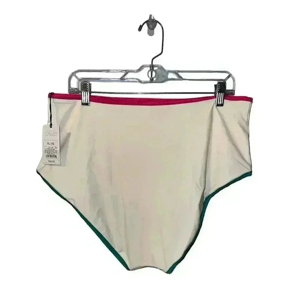 Shade & Shore White High-Waist Color Block Bikini Bottom, XL - Picture 4 of 6